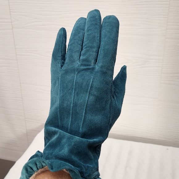 NEW Lizden Gloves Women’s Sz M Leather Suede Lined Ruffles Washable - Picture 7 of 9